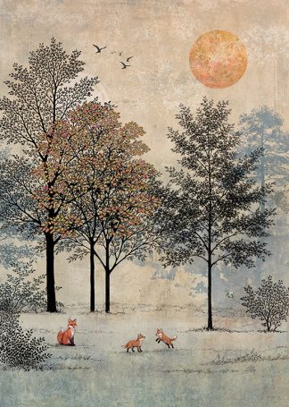 D198 Fox Family greeting card bug art
